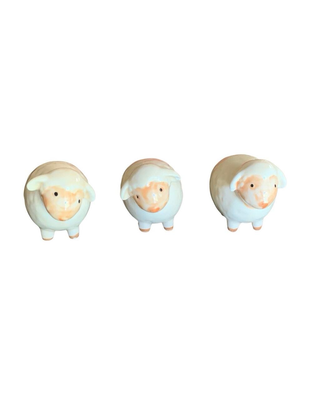 3โ Miniature Ceramic Sheep Figures Ewe Lamb Farmhouse Animals 1.75 Inch Tall